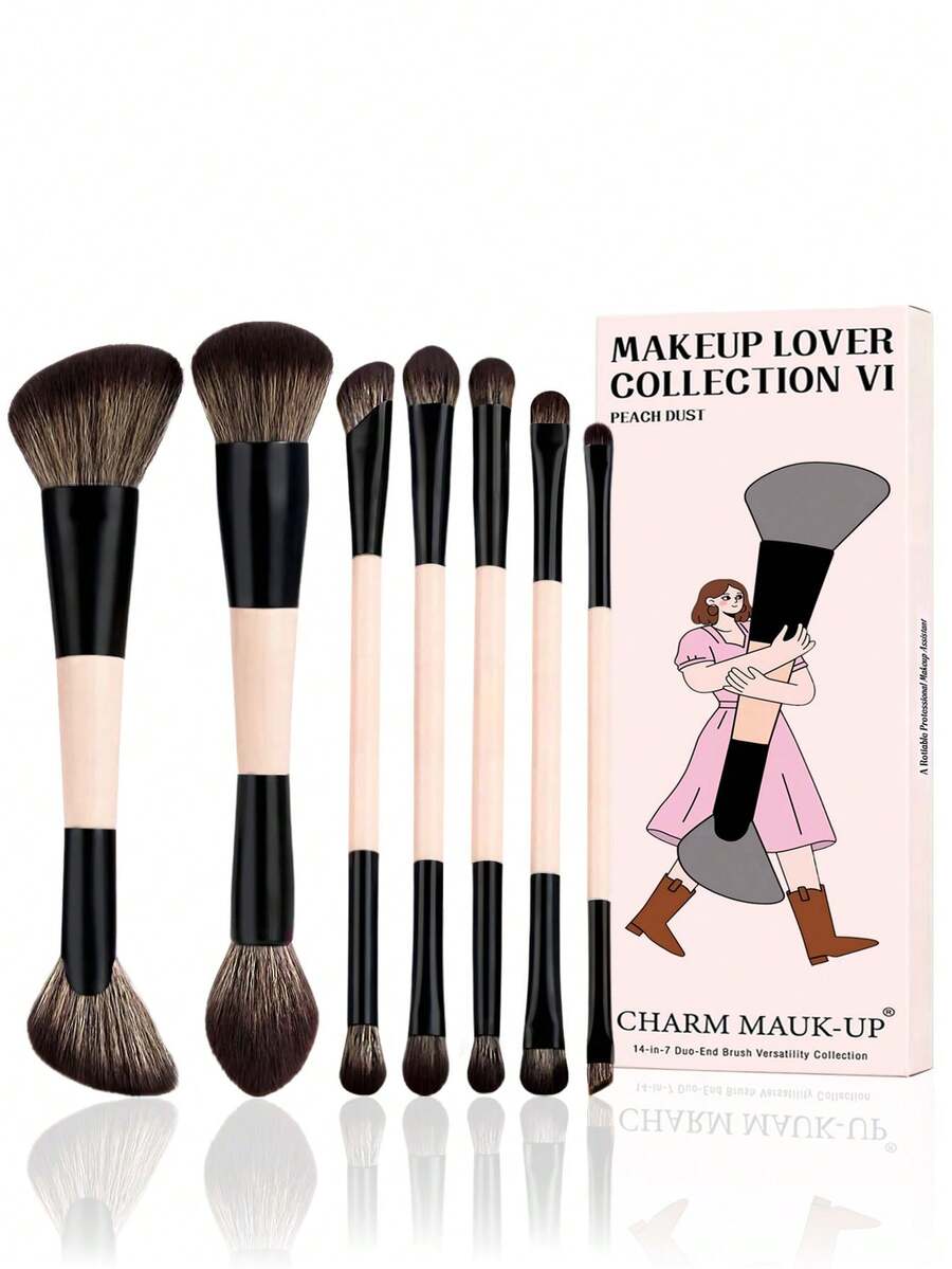 3/5/7pcs Makeup Brush Set, Soft And Fitting Highlighter Brush, Contour, Foundation, Blush, Eyebrow Pencil, Concealer, Eyeshadow, Korean Style Makeup, Suitable For Women And Girls Of All Skin Tones, Convenient To Carry, First Choice Makeup Brush For Home And Travel - Pink - View 1