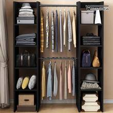 WUWAWDOGA Modern Open Style Wardrobe With Shelves And Two Hanging Rails - Black - View 4
