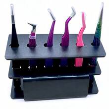 Mollie Lipper 1pc Acrylic 6-Slot Eyelash Tweezer Storage Rack, Durable Makeup Tool, Convenient Eyelash Extension Holder (Tweezers Not Included) - Multicolor - View 7