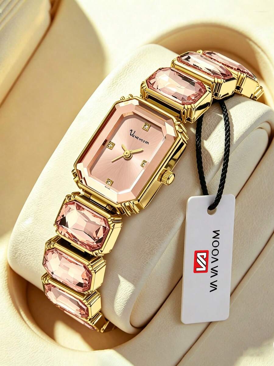 VA VA VOOM Romantic Ladies Rhinestone Watch,Shiny Stainless Steel Strap, Bracelet Style Luxury Women's Watch,Dating&Party Wear,Best Gift For Girlfriends&Mothers
