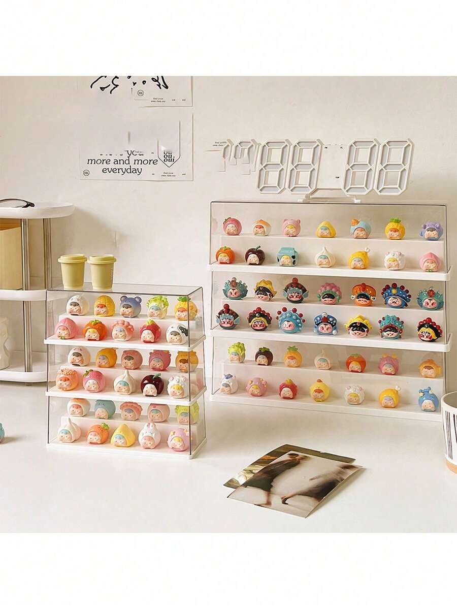 1pc Multi-Layer Acrylic Display Box, Suitable For Solid Color Dust-Proof Storage Rack And Desktop Organization, Also Suitable For Doll Collection (Transparent Display Box) Halloween, Christmas, Soft, Wedding, College Essentials, Autumn Decor, Pumpkin, Home Decor