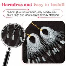 Straight Micro Loop Human Hair Extensions Fishing Line Fushion Hair Micro Links Human Hair Extensions Custom Micro Loop - Natural Black - View 5