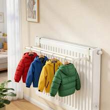 Thickened Metal Double-Bar Radiator Drying Rack, No Drilling Required, Metal Material, Space-Saving, Laundry Drying And Heating, Wall-Mounted Radiator Drying Rack, Suitable For Clothes, Towels, Shoes Quick Heating, Fits Most Radiators - Multicolor - View 10