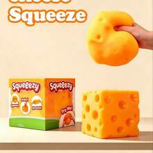 1pc Cheese Shaped Squishy Toy, Giant Cheese Block Stress Ball, Fingertip Pressure Relief Toy, Squeezable Non-Rebound, Children's Crunchy Sensation Squishy Toy - Multicolor - View 4