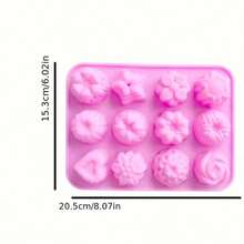 1pc 12-Cavity Silicone Flower Soap Mold, Assorted Mini Flower Shapes, 3D Handmade DIY Soap Candle Mold, Soap Resin Craft Mold - A - View 2