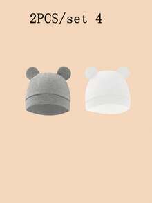 2pcs Cute Bear Ear Baby Knitted Hats, Soft Elastic Newborn Hats, 0-4 Months Universal Baby Hospital Hats, Cute Baby Hats, Suitable For Nursery And Daily Wear - Multicolor - View 7