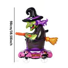 1 quả bóng nhôm hình phù thủy trượt patin 98cm, phù hợp cho tiệc chủ đề Halloween, đạo cụ trang trí không khí nhà ma - Xem 5