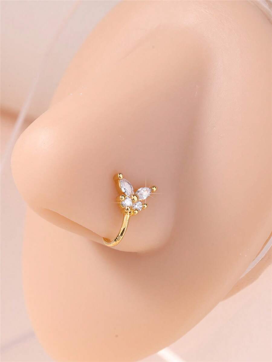 KARYOKO 1件裝金色CZ女用免穿孔鼻夾環-假鼻環免穿孔閃亮鼻飾 - BJ-001 - 查看 1