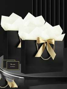 4pcs/Set Gift Bags, Includes 1 Gift Bag, 1 Tissue Paper And 1 Card With Ribbon, Shopping Bag, Suitable For Girls, Wedding Party, Christmas, Thanksgiving, New Year, Girlfriend Party, Valentine's Day And Other Occasions - Multicolor - View 8