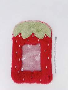 1pc Strawberry Plush Photo Card Holder Keychain, Soft Fluffy 3-Inch Idol Photo Card Holder, Cute Aesthetic Photo Card Display Storage Bag Pendant, Suitable For Fans - Multicolor - View 9