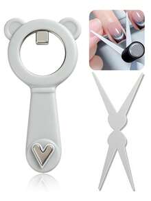 Bastão Magnético para Unhas com Aro de Orelha de Urso e Coração, Ímã de Olho de Gato de Formação Rápida Sem Vazamento de Luz para Salão, Ferramentas de Design de Gel de Unhas com Anel de Coração Feito à Mão e Ímã de Arte de Unhas em V 2 em 1 - Multicolorido - Visão 16