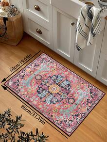 1 pieza Alfombra de estilo persa vintage desgastada, estilo bohemio marroquí rojo de fibra de poliéster cómoda, alfombra rectangular rosa de fácil cuidado lavable para sala de estar, pasillo, lado de la cama, sala de estar, dormitorio, decoración del hogar - Multicolor - Ver 31