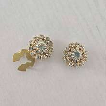 2pcs Shirt Round Diamond Sparkling Rhinestone Round Disc Stud Cufflinks, Flower Cufflinks Clip Buttons, Suitable For Dress, Wedding, Formal Wear Decoration Buttons, Clothing Accessories Gift - Multicolor - View 6