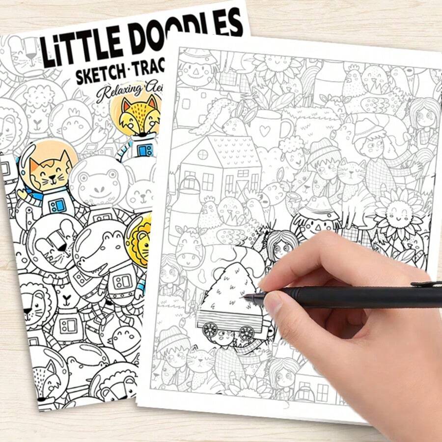 紓壓塗鴉書,內含精美塗鴉圖案供您描摹與上色,旨在提供寧靜且具創造力的心理出口,適合藝術愛好者或尋求紓壓方式的人 - 著色頁 - 查看 1