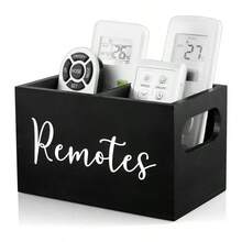Wooden Remote Control Holder, Desktop TV Remote Storage Box, Multi-Functional Storage Organizer, Box-Style, Cabinet-Style, Shelf-Style Outdoor Storage Supplies - Multicolor - View 12
