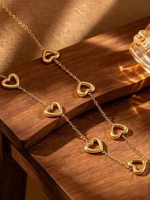 Gentle Hollow Heart Necklace And Bracelet 2 Pieces Set, Simple And Sweet French Girl Style, Suitable For Commuting, Dating, Vacation, European And American Influencer Style, Full Atmosphere When Worn As A Set, Perfect For Daily Wear Or Gifting - Heart-shaped Set - View 6
