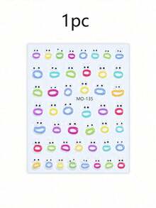 1pc Big Mouth Monster Relief Nail Sticker 3D Jelly Big Mouth Monster Eyes Face Cartoon Nail Art Sticker - Multicolor - View 15