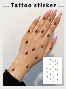 Henna Temporary Tattoo Fake Tattoos Minimalist Dainty Boho Soft Aesthetic Hand Finger Body Decor For Hand Wrist Daily Matching Waterproof Long Lasting Minimal Floral Temporary Tattoo Stickers Formulated Without Henna Formulated Without Henna - Red - View 1
