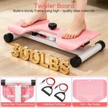 Disco Giratorio de Cintura Rosa con 2 Bandas de Resistencia, Entrenador Silencioso de Abdominales y Tronco, Carga Máxima 136KG, Equipo de Fitness para el Hogar para Hombres y Mujeres - Rosa - Ver 4