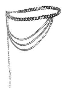 1pc Women's Silver Hip-Hop Punk Style Fashion Multi-Layer Tassel Pants Chain, Suitable For Halloween Party Or Daily Wear - Silver - View 3
