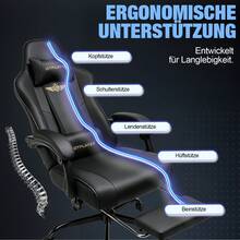 EXRACING Gaming Chair - Ergonomic Gaming Chair With Footrest, Headrest And Lumbar Support, Height Adjustable, Padded, 180 Kg - 黑色 - 查看 5
