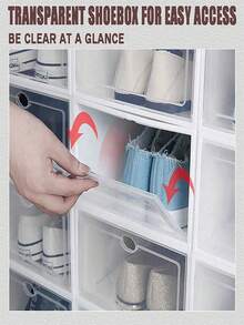 4-12pcs Transparent Stackable Shoe Boxes, Foldable Shoe Rack, Sports Shoe Storage Box, Transparent Shoe Storage Box, Suitable For Closet, Entryway, Bedroom, Wardrobe, Space-Saving, Dust-Proof, Front-Opening Storage Box, Suitable For Sports Shoes, Boots, High Heels, Flats, Daily Shoes, Home Storage - View 10