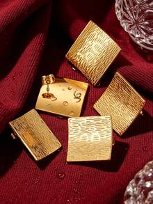 2/6pcs 18K Gold Stainless Steel Square Earring Stud Base Hook Connector Jewelry Making Supplies Wholesale - Earrings - View 8