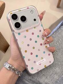 時尚簡約可愛粉色波點手機殼，相容 iPhone 11 至 17 系列，17Pro Max 17pro 17 16promax 16pr 16plus 15proma 15pro 15 14promax 14pro 14 13promax 13pro 13 12promax 12pro 12 11 智慧型手機保護殼 - 粉色 - 查看 3