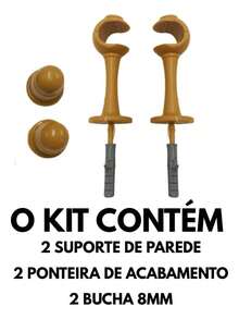 Kit With 6 Simple Curtain Rod Supports Pair With 19mm End - CEREZA - Ver 2