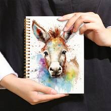 1pc Colorful Donkey Notebook - Vibrant Watercolor Animal Theme, Perfect For Writing, Journaling Or Gifting, Great For Office, Birthday Or Christmas Gift, Office Supplies | Art Donkey Theme | Matte Cover, Donkey Decor, Teacher Appreciation/Teacher Supplies - F - View 1