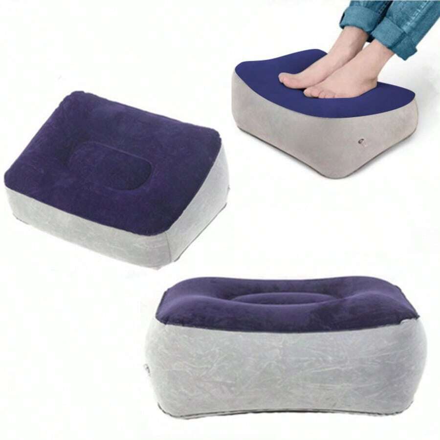 Almohada inflable, reposapiés inflable de PVC con flocado, reposapiés de masaje para viajes y exteriores, reposapiés para coche/avión, equipo de camping - Alfombrilla para los pies - Ver 1