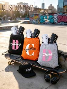 Personalized Initial & Name Drawstring Backpack, Personalized Multicolor Sports Drawstring Backpack, Back To School Drawstring Backpack, Swimming Bag, Gym Bag, After School Activity Bag, Team Sports School Travel Party Gift Bag, Christmas Gift - Multicolor - View 1