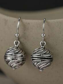DIYCCPC Minimalist And Elegant Teardrop Design Earrings, Overall Style Gentle And Exquisite, Radiating Oriental Classical Charm - Antique Silver - View 8