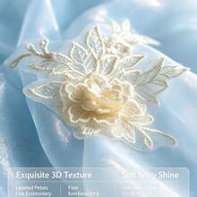精緻 3D 花卉網格貼花－迷你象牙白花朵裝飾，適用於 DIY 手作、婚紗與田園風裝飾 - 多色 - 查看 8