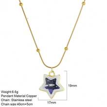 1pc Stainless Steel Chain Star Pendant Necklace, Sun Moon Star Oil Drop Exquisite Pendant Necklace, Flower Pattern Charm, Women's Fashion Jewelry, Vacation Accessory - Multicolor - View 11