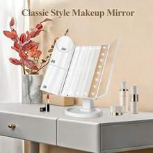 Lighted Makeup Mirror, 3-Fold Desktop LED Makeup Mirror With 1x/2x/3x Magnification, USB/Battery Dual Power Supply (Batteries Not Included), Portable High-Definition Makeup Mirror, Home Decor Mirror, Suitable For Travel, Bedroom, Bathroom, Office, Vanity And Desktop, Makeup Tool, Back To School Essential, Christmas Gift, Best Gift For Women - Multicolor - View 7