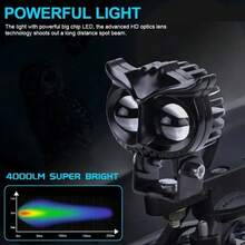 Heyword Dual-Color LED Motorcycle Owl Auxiliary Light, Suitable For Motorcycles, Bicycles And Cars, Equipped With Adjustable Mounting Bracket, Hardwired Connection, Road Lighting Auxiliary Equipment, Adjustable Vehicle Lighting, Battery Not Included - [1PCS Lights] - View 10