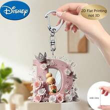 Llavero de bordado de letra de hada de flores Disney 2D plano, 26 patrones de dibujos animados florales 'A-Z', colgante de acrílico con cadena, adecuado para bolsos, llaves y llaves de coche, regalo de accesorios de viaje, diseño de llavero floral lindo, superficie lisa, llavero, llavero decorativo, llavero de dibujos animados, regalo de Navidad, regalo para fans, regalo de vacaciones, decoración del hogar - Multicolor - Ver 12