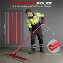 Stainless Steel Concrete Bull Float Tools, 120x30cm Round End Bull Float With 4 Float Handles & Angle Adjustable Bracket, Smooth & Efficient Concrete Finishing Tools For Concrete Finishing - A - View 3