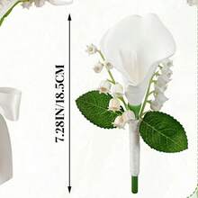 Artificial Calla Lily Wedding Groom Groomsman Boutonniere Suitable For Wedding Ceremony Anniversary Celebration Formal Dinner - White - View 6