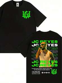 T-Shirt mit Rap-Muster für Herren, hochwertige Harajuku Pop-Musik und Hip-Hop T-Shirt, atmungsaktiver und leichter Streetwear-Freizeitstil, neues T-Shirt 2026 - Schwarz - Übersicht 2