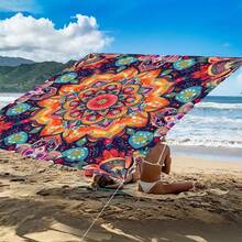 1pc - Bohemian Mandala Design Sunshade - Lightweight Polyester Sunshade, Suitable For Beach, Camping, Garden And Picnic - Outdoor Adventure Shade (Poles Not Included) - B - View 11