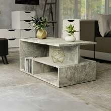 Stylish Coffee Table, Desk, Gathering Table, Side Table, Tea Table, End Table, Storage Table, Organizer Table, Nightstand, Grey Faux Stone Texture, Suitable For Apartments, Rental Homes, Bedrooms, Living Rooms, Studies. - Coffee Table - View 5