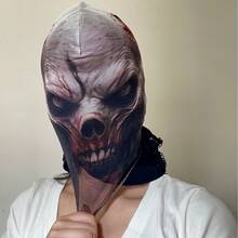 1 pieza Máscara de calavera 3D realista - Adecuada para fiestas - Diadema elástica y transpirable - Máscara de malla cómoda, accesorio de disfraz de Halloween, diseño con tema de terror, opción ideal para eventos de Halloween y cosplay - Multicolor - Ver 12