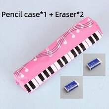 3pcs Rectangular Single-Layer Piano Keyboard Pattern Pencil Case, Fun And Practical, Music Lovers, Highly Attractive High-Quality Durable, Large Capacity, Zipper Closure, Convenient, Lightweight And Portable, Office Supplies, Student Stationery Rewards, Back To School School Learning Accessories, Learning Supplies Gifts. - Multicolor - View 14