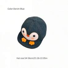 Teen Boys Girls Denim Baseball Caps Cute Penguin Patches Trucker Hats - 藍色 - 查看 8