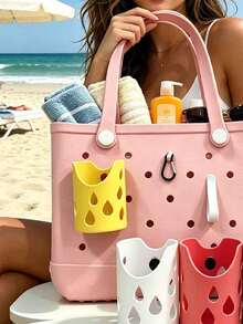 New Water Drop Cup Hole Hanging Cup Beverage Cup Sleeve Portable Heat Insulation Collapsible, Pen Holder Accessory Key Bag And Hook, Cup Hanging Hook And Button Mini Portable Bag Hook, Lightweight Replacement Travel Accessory, Solid Color Multifunctional Beach Bag Accessory Keychain Anti-Loss Accessory, Reusable Travel Accessory, Quickly Find Your Keys, Convenient For Placing Cups. - Multicolor - View 2
