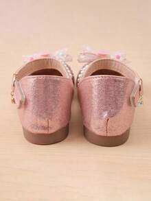 Summer New 3-12 Years Old Children's Sandals, Pink Glitter Rabbit Design, Pink Silver Sequin Colorful Bead Bow Pearl Strap, Elegant And Cute - Pink - View 7