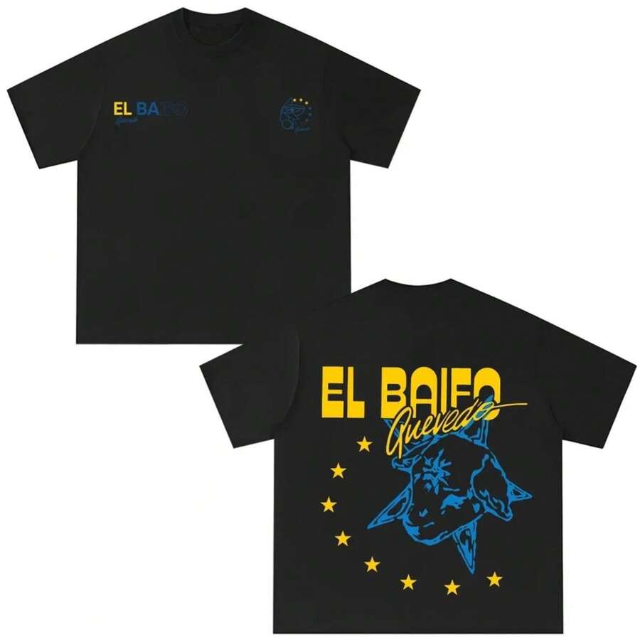 Maglietta casual in cotone alla moda estiva con stampa album tour 2026 QUEVEDO EL BAIFO, abbigliamento moda per uomo e donna, regalo per fan
