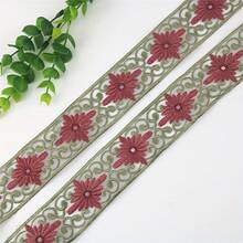 1/5碼復古花卉刺繡網紗蕾絲飾邊，透明薄紗蕾絲邊飾附雛菊圖案，DIY縫製布料，適用於洋裝、包包、帽子裝飾，婚禮貼花手工用，柔軟裝飾飾邊配件 - 多色D - 查看 6